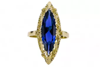 Safír 14k žluté zlato  Vintage style vrc005y